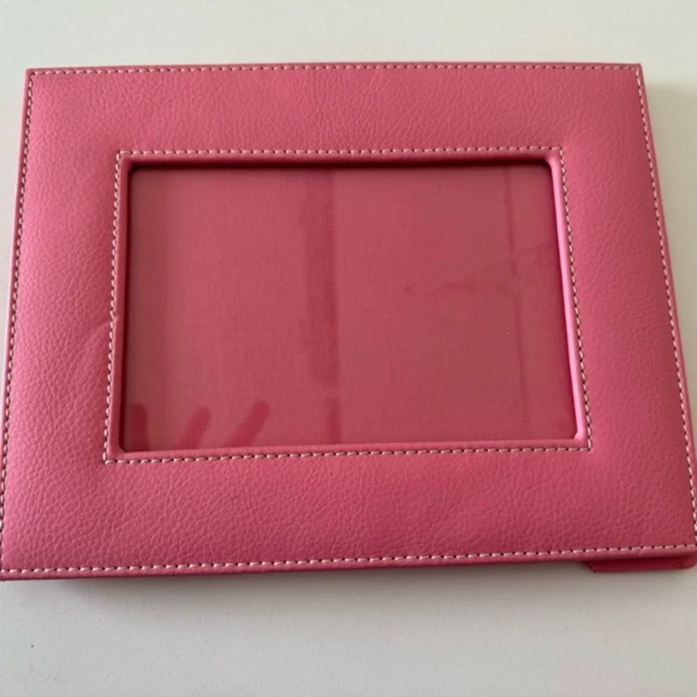 Crate&Barrel Barbie Pink Leather Picture Frame NWOT